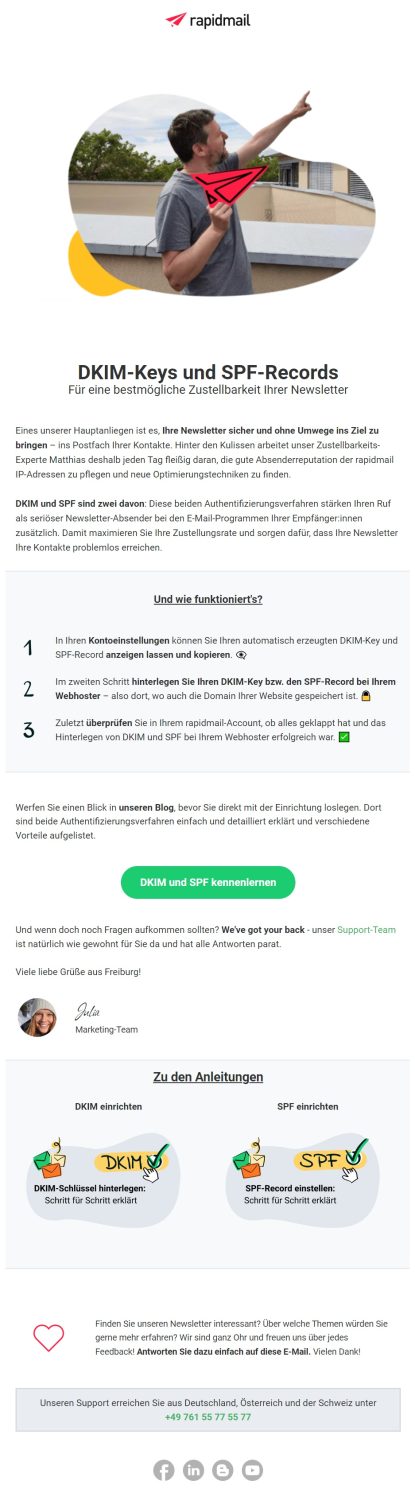 Newsletter-Design von rapidmail mit vermischten Dimensionen
