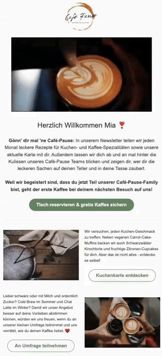 Beispiel für ein Newsletter-Design mit einem animierten Gif im Headerbild